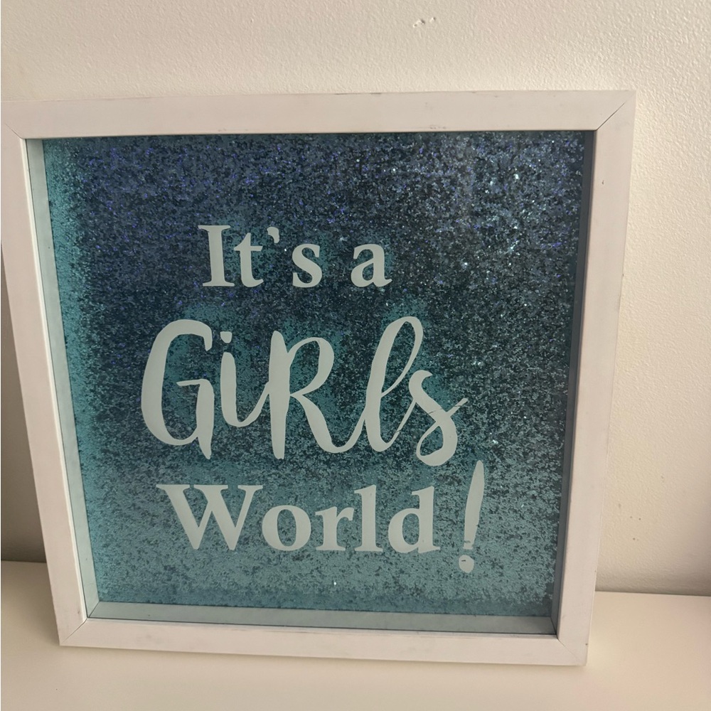 Marshalls Blue Glitter 'It's a Girls World' Art